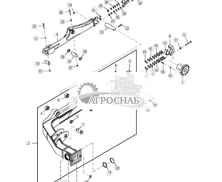 Толкающие брусья, механический поворотный отвал, правая сторона (XXXXXX - ) - ST947583 265.jpg